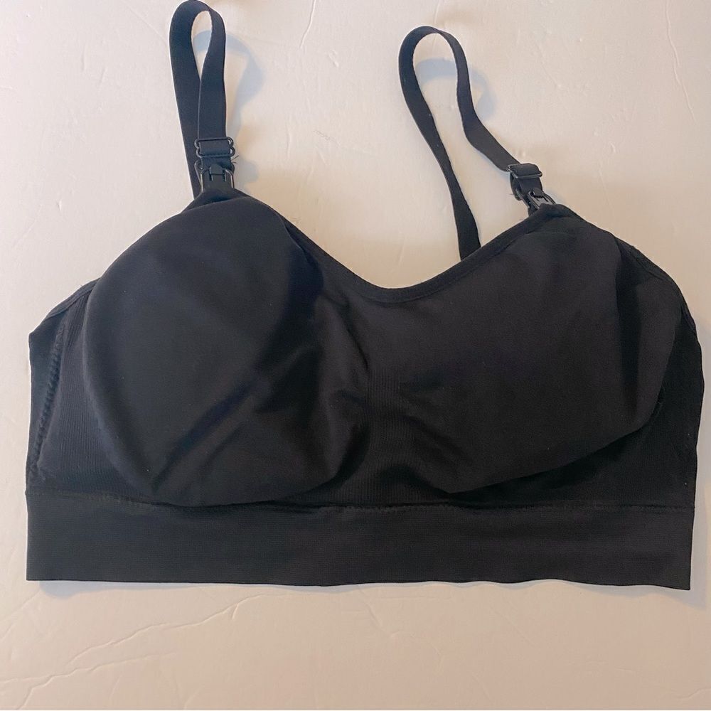 Isabel Maternity Nursing black breastfeeding bra no wire padded L